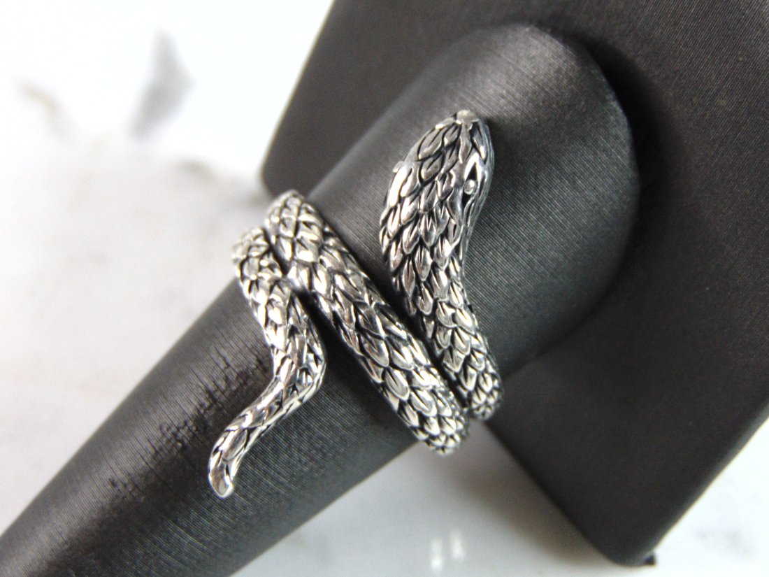 Mens Vintage Estate Sterling Silver Snake Ring (1 of 5)