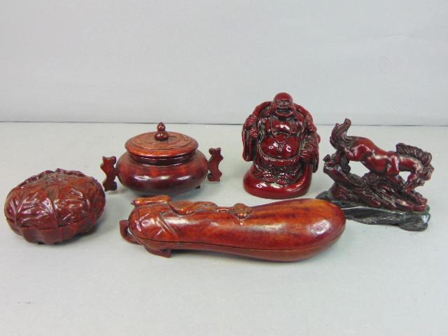 Lot of Five Vintage Estate Chinese Wooden Pieces (1 of 11)