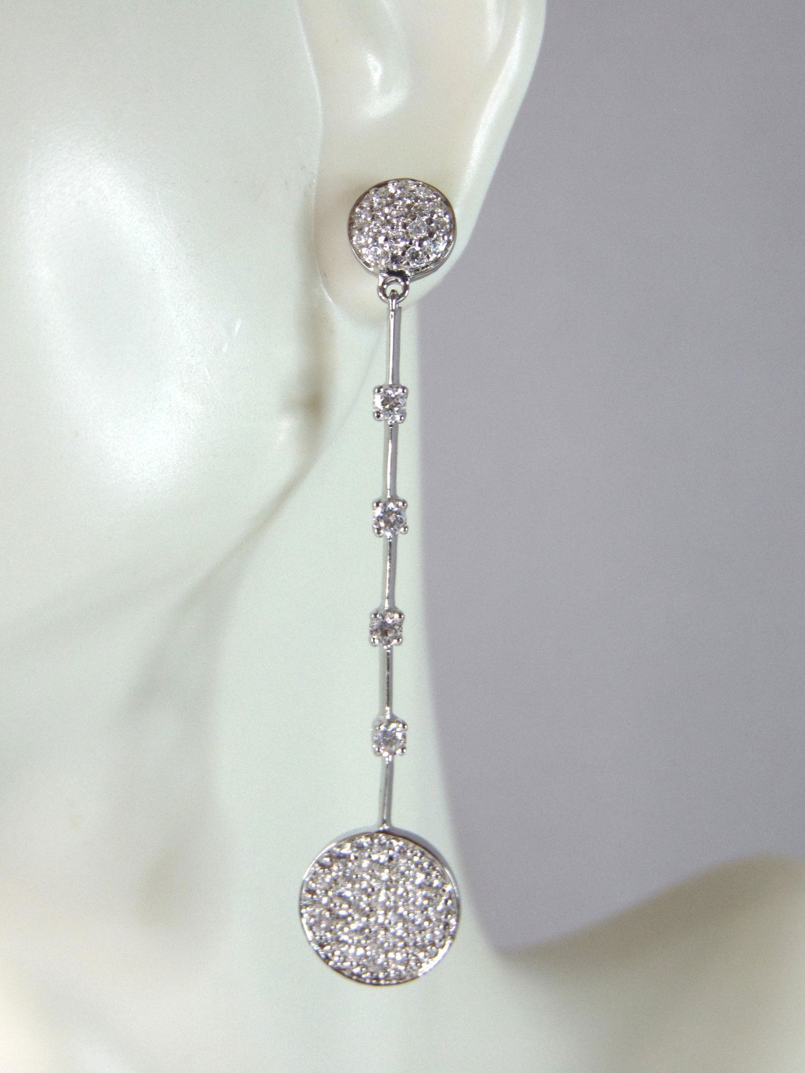 Womens Vintage Estate Sterling Silver CZ Dangle Earrings (1 of 3)
