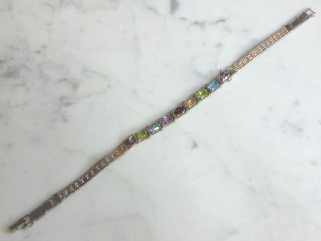 Womens Vintage Sterling Silver Multi Stone Bracelet (1 of 3)