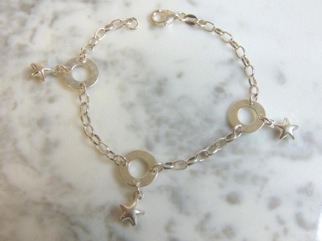 Womens Vintage Sterling Silver Star Charm Bracelet (1 of 3)
