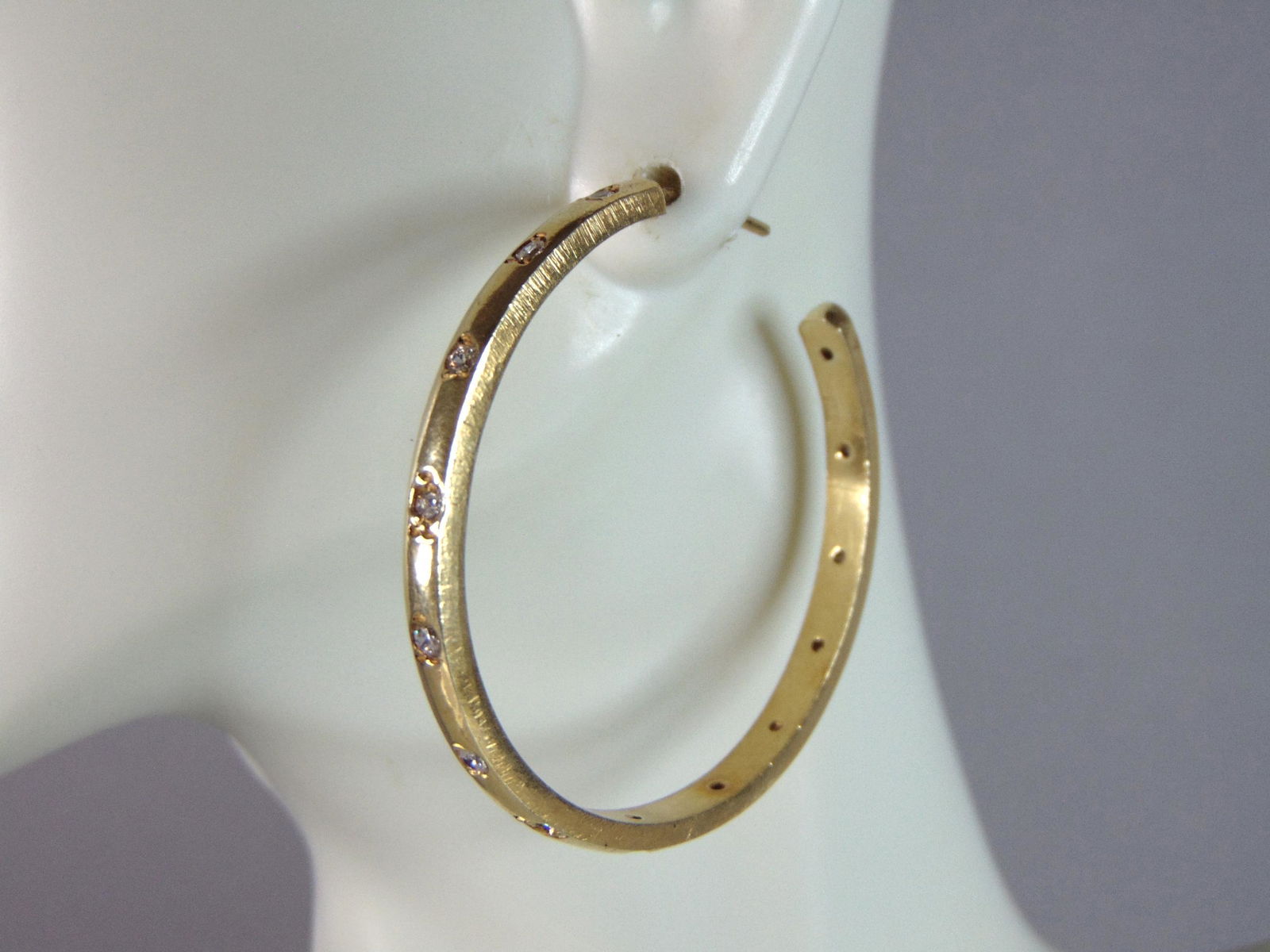 Womens Vintage Estate Sterling Silver Gold Tone Hoop Earrings (1 of 4)