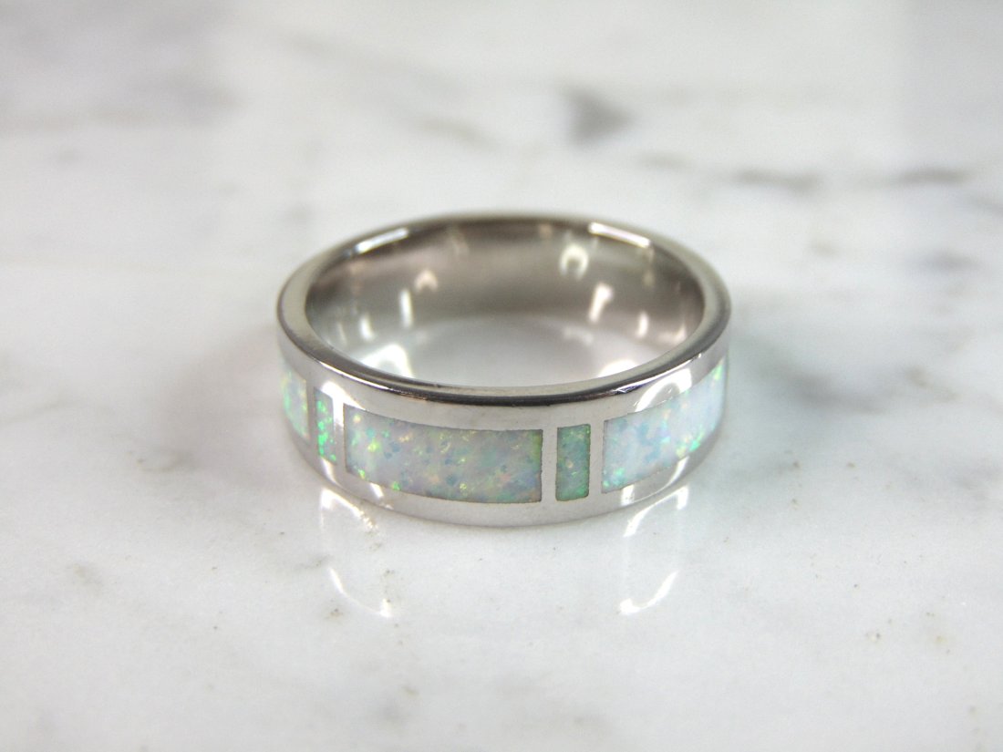 Womens Vintage Estate Sterling Silver Modernist Opal Ring (1 of 5)