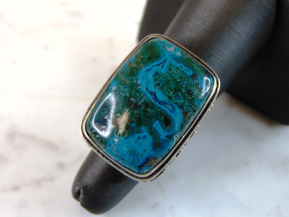 Womens Vintage Estate Sterling Silver Modernist Jasper Ring (1 of 6)