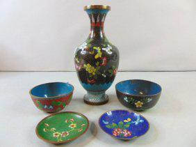 Lot of 5 Vintage Chinese Floral Cloisonne Pieces (1 of 10)