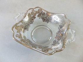 Decorative Sterling Silver Overlay Glass Candy Dish (1 of 4)