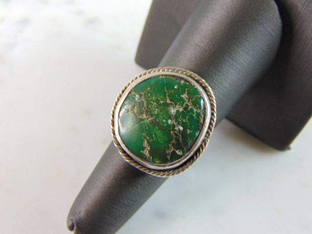 Womens Vintage Estate Sterling Silver Aventurine Ring (1 of 5)