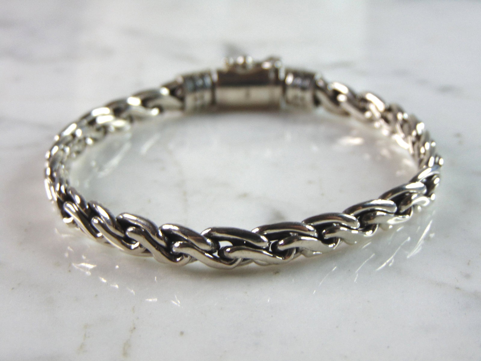 Mens Vintage Estate Sterling Silver Modernist Bracelet (1 of 5)