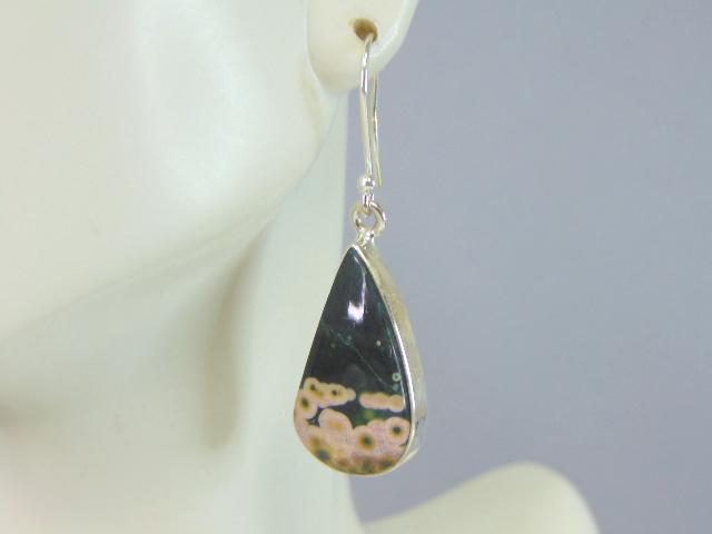 Womens Vintage Estate Sterling Silver Jasper Earrings (1 of 3)