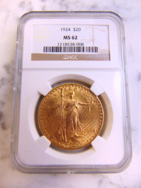 Graded Estate Find 1924 U.S. $20 Gold St. Gaudens Coin (1 of 2)