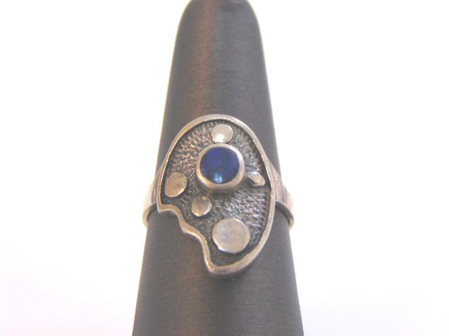 Sterling Silver Modern Abstract Lapis Lazuli Ring (1 of 4)