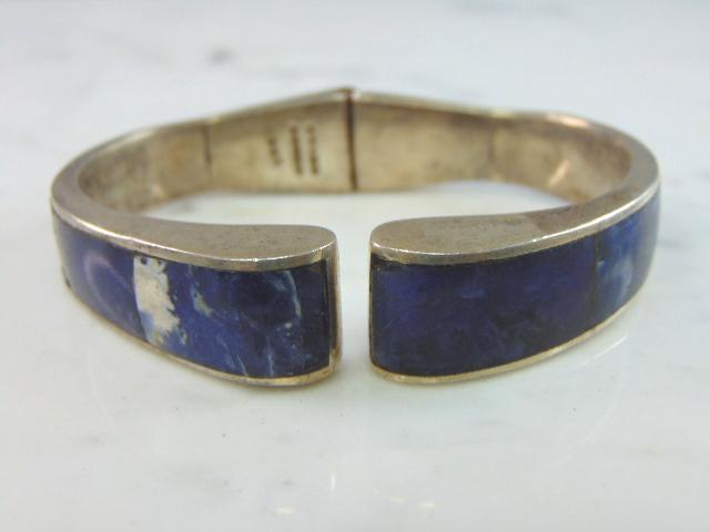 Womens Vintage Sterling Silver Lapis Cuff Bracelet (1 of 5)