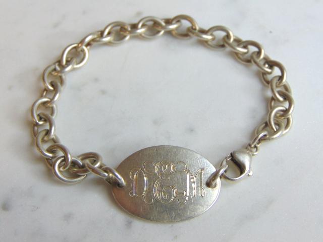 Womens Vintage Estate Sterling Silver Monogram Bracelet (1 of 2)