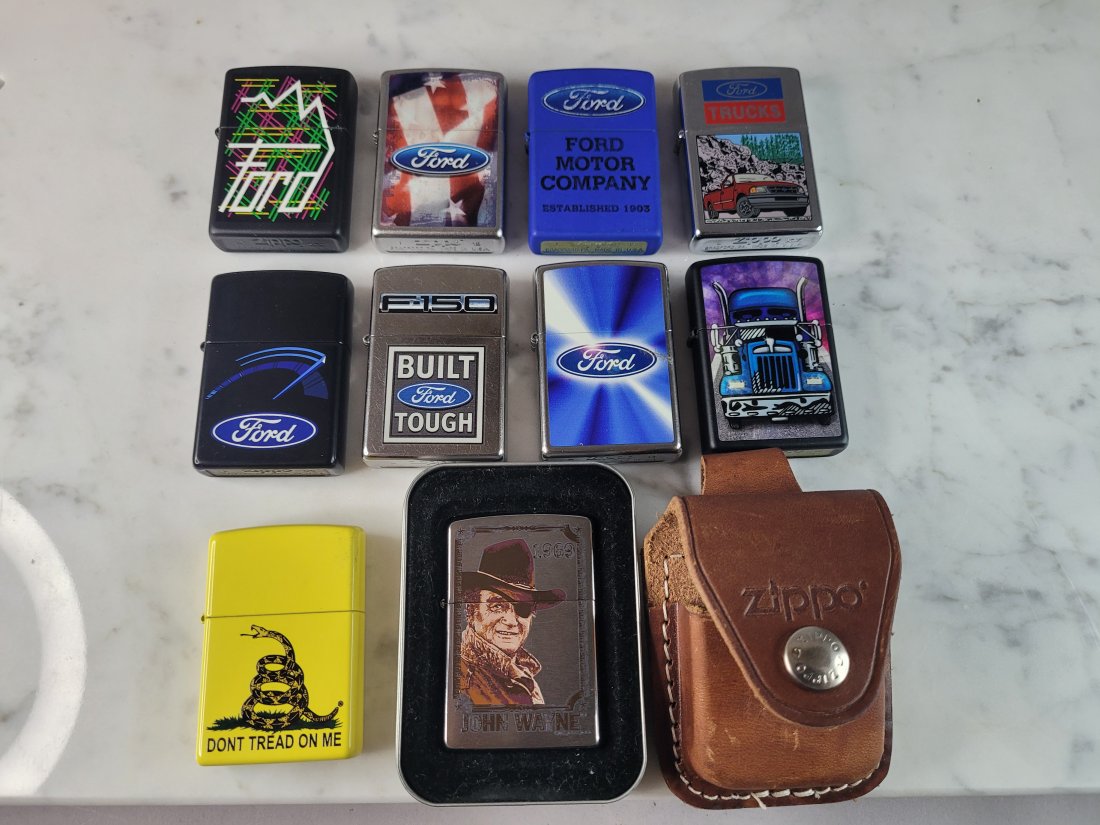 Collectible Lot of 10 Ford Advertising Zippo Lighters (1 of 3)