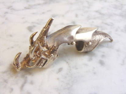 Vintage Estate Sterling Silver Full Length Gothic Ring: FOR SALE IS THIS LOVELY VINTAGE .925 STERLING SILVER GOTHIC FULL LENGTH HINGED RING. THE TOTAL WEIGHT OF THE RING IS 57.0g. THE RING MEASURES 4 1/4" LONG BY 1" WIDE. THE RING SIZE IS A 2.25 & 5.0. RIN
