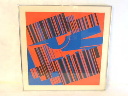 Vintage Abstract Pop Art Limited Serigraph G. Fruhtrunk: A VINTAGE MINIMAL ABSTRACT LIMITED POP ART SERIGRAPH THAT IS SIGNED AND NUMBERED BY THE ARTIST, GUNTHER FRUHTRUNK. PIECE MEASURES 28 3/4" BY 28 3/4". MAKES A GREAT DECORATORS PIECE. SHIPPING AND HANDL