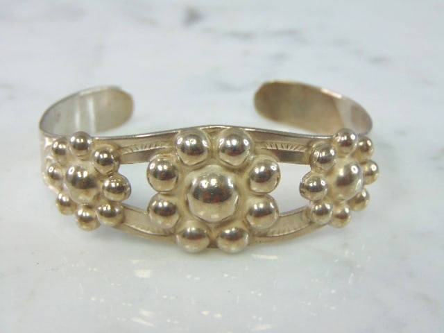 Womens Vintage Sterling Silver Modernist Cuff Bracelet (1 of 3)
