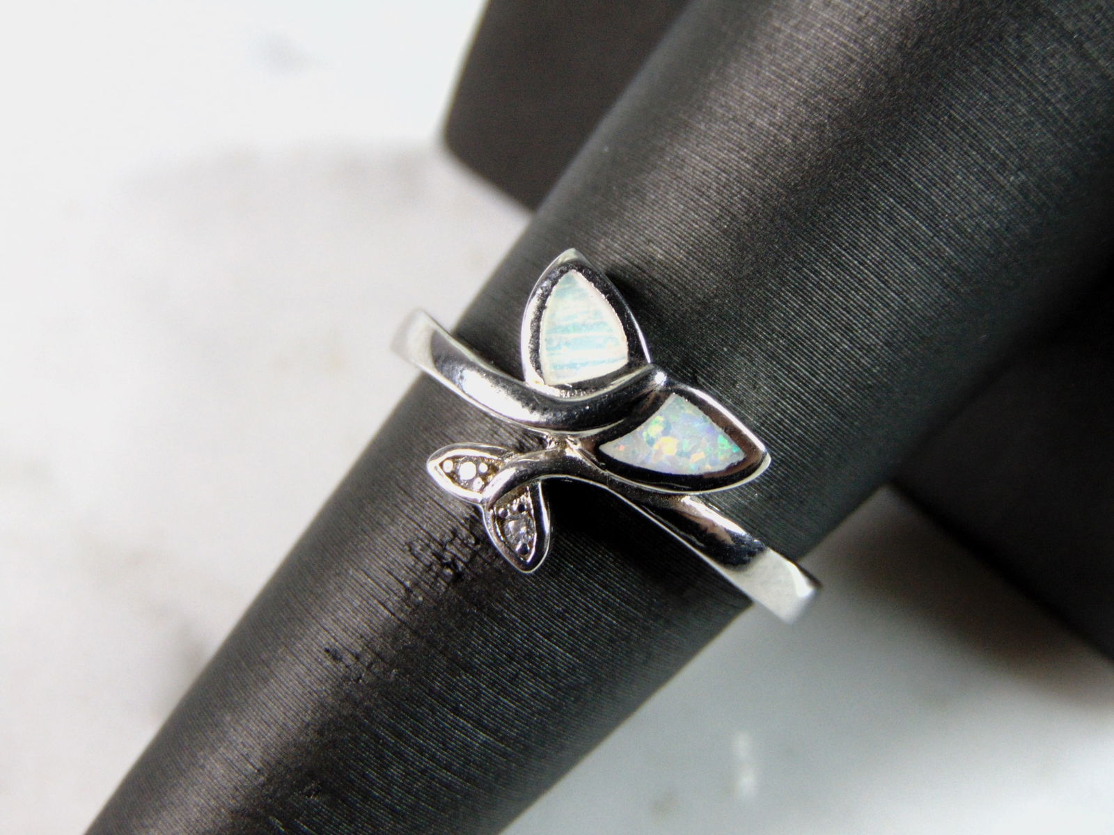 Womens Vintage Estate Sterling Silver Butterfly Opal Ring (1 of 4)