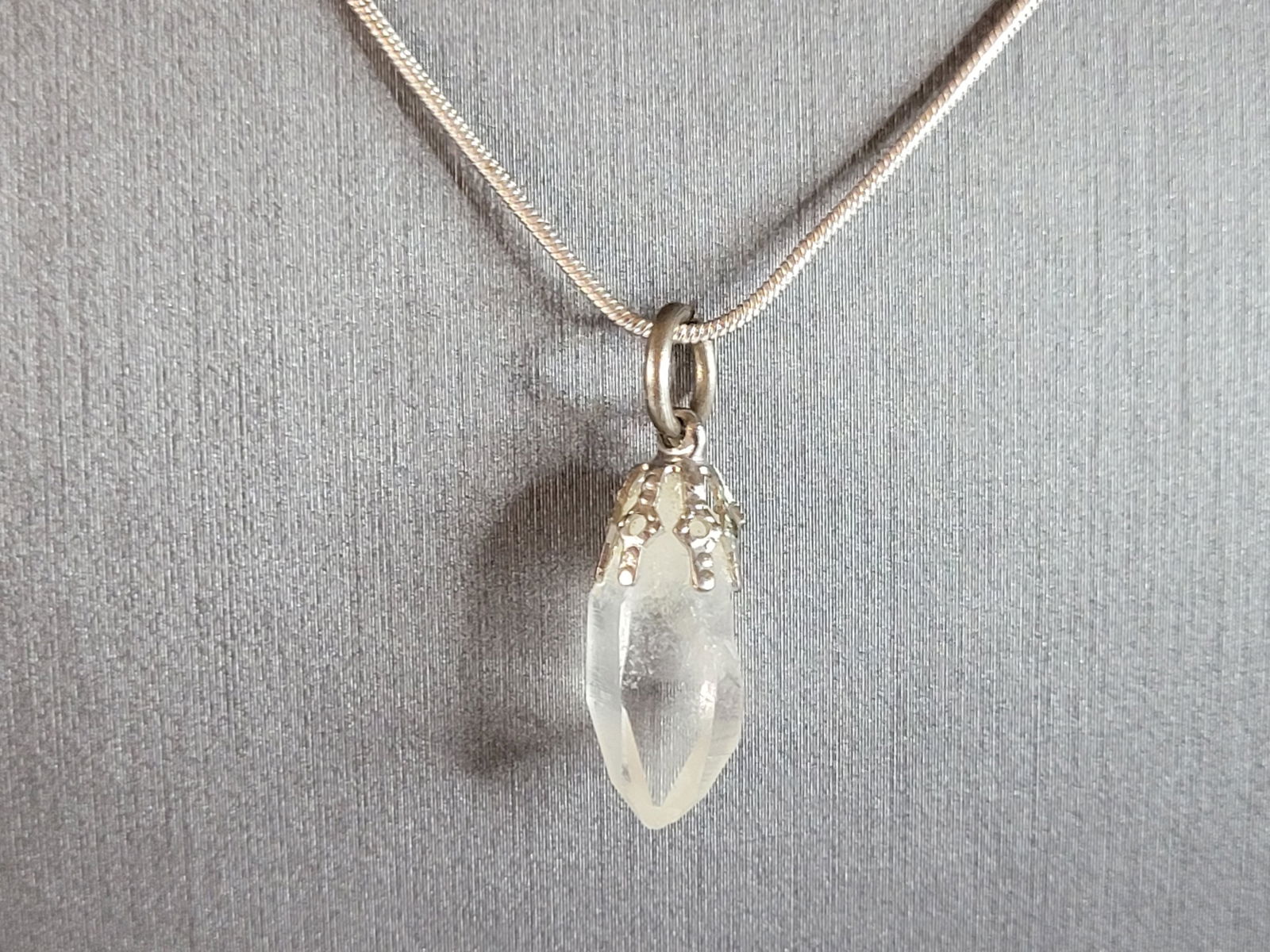 Womens Vintage Estate Sterling Silver Quartz Crystal Necklace (1 of 4)
