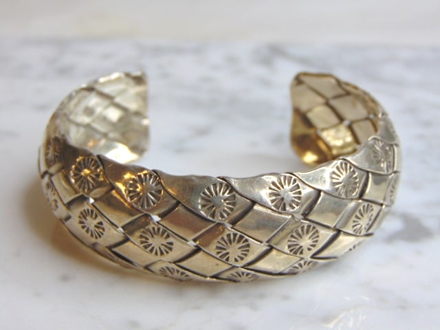 Womens Vintage Estate Sterling Silver Cuff Bracelet (1 of 2)