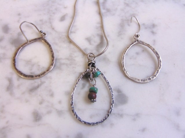 Womens Sterling Silver Earrings, Necklace & Pendant Set (1 of 3)