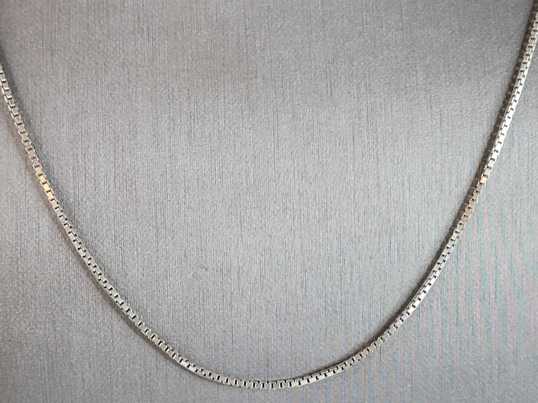 Womens Vintage Estate Sterling Silver Chain Box Link Necklace (1 of 3)
