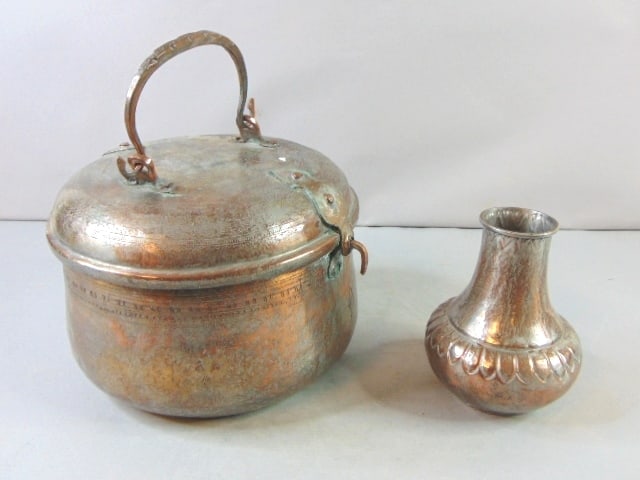 Lot of Vintage Antique Collectible Copper Pot & Vase (1 of 8)