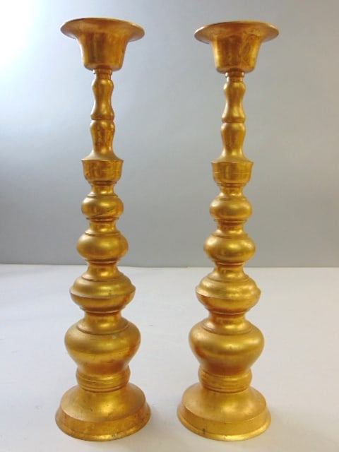 Decorative Antique Pair of Brass Candlesticks Holders (1 of 7)