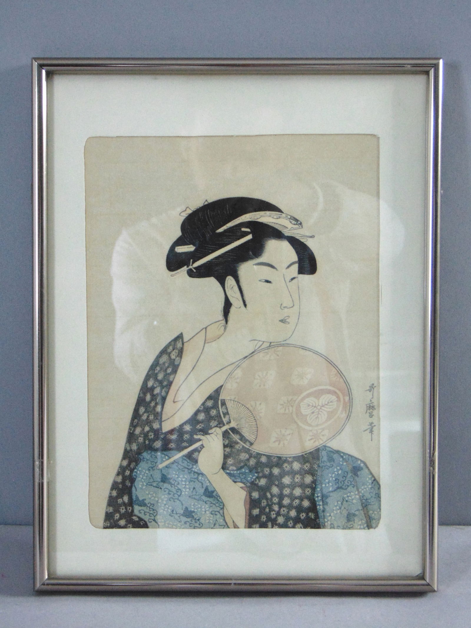 Vintage Estate Japanese Woman Portrait Wood Block Print (1 of 3)