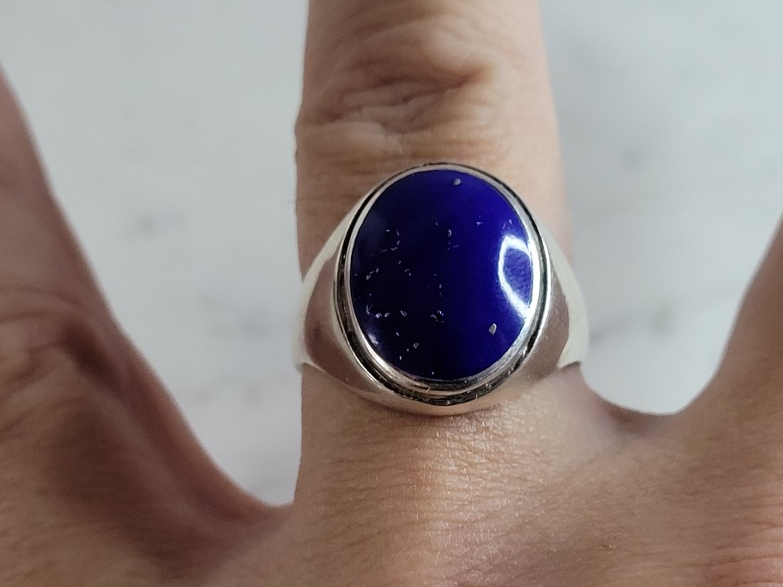 Mens Vintage Estate Southwestern Sterling Silver Lapis ? Ring (1 of 3)