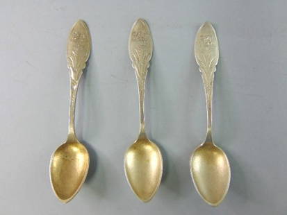 3 Antique Aesthetic Warner Coin Silver Monogram Spoons: A VINTAGE ANTIQUE AESTHETIC COIN SILVER SPOON MARKED WARNER. SPOON IS MONOGRAMMED AT THE END OF THE HANDLE. THE SPOON MEASURES 4 1/2" LONG, AND TOGETHER WEIGH 36.2g. ANY QUESTIONS PLEASE DO NOT HESITA