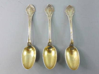 3 Wood & Hughes Sterling Silver Teaspoons: A VINTAGE ANTIQUE AESTHETIC WOOD & HUGHES STERLING SILVER TEASPOON. SPOOS ARE MONOGRAMMED AT THE BACK END OF THE HANDLE. THE SPOONS MEASURE 4 1/2" LONG, AND TOGETHER WEIGH 38.6g. ANY QUESTIONS PLEASE