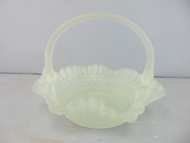 Vintage Decorative Frosted Glass Basket (1 of 4)
