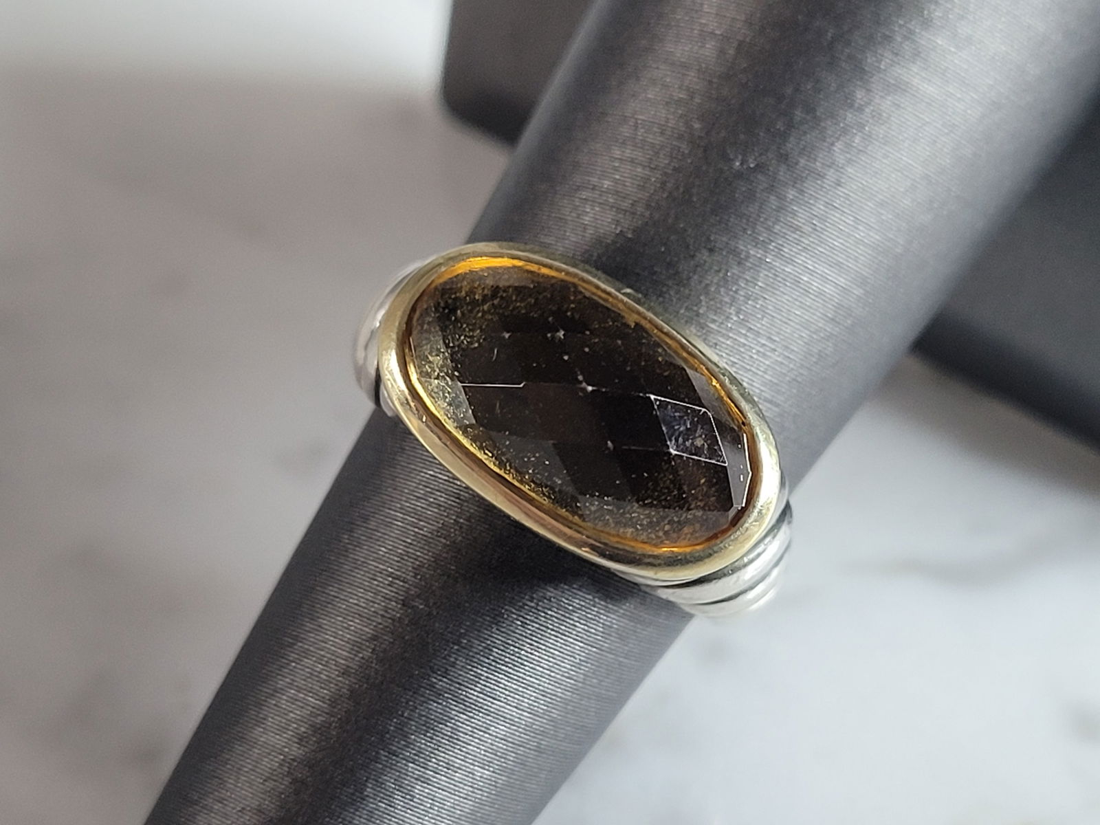 Womens Vintage Estate Sterling 18K Gold Citrine Colored  Ring (1 of 6)