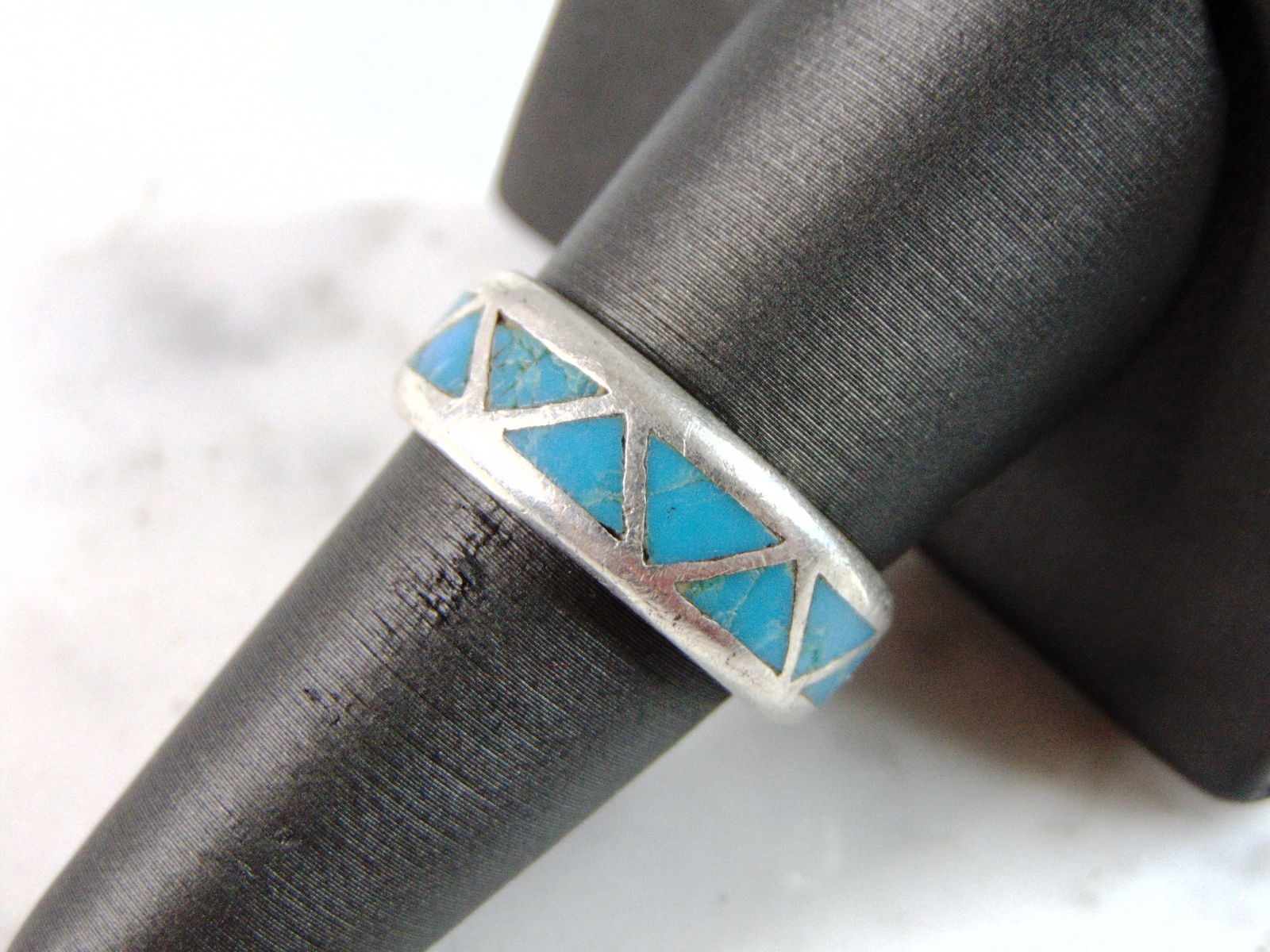 Womens Vintage Estate Sterling Silver Modernist Turquoise Ring (1 of 5)