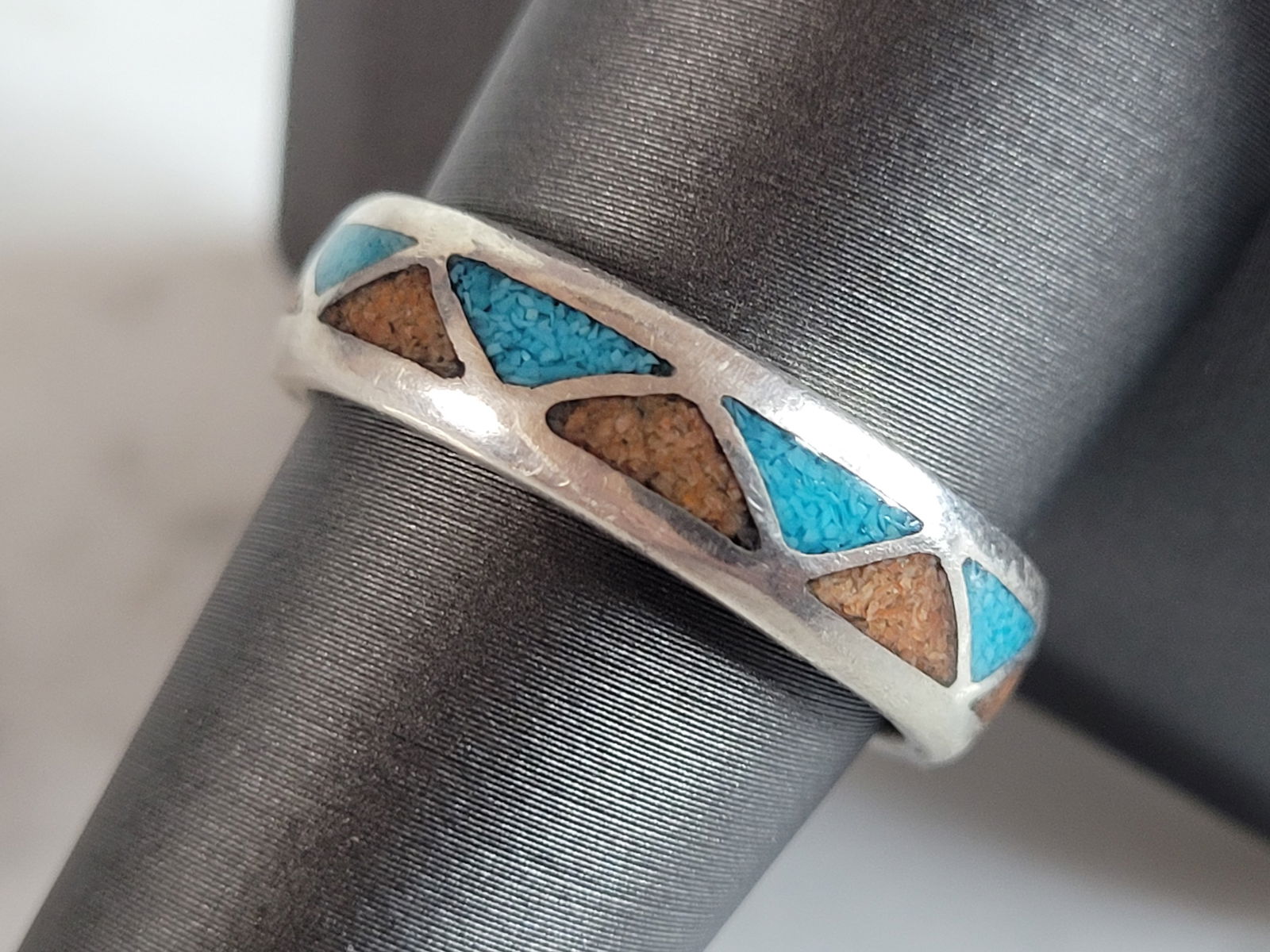 Mens Vintage Estate Sterling Silver Southwestern Native Design Ring (1 of 4)