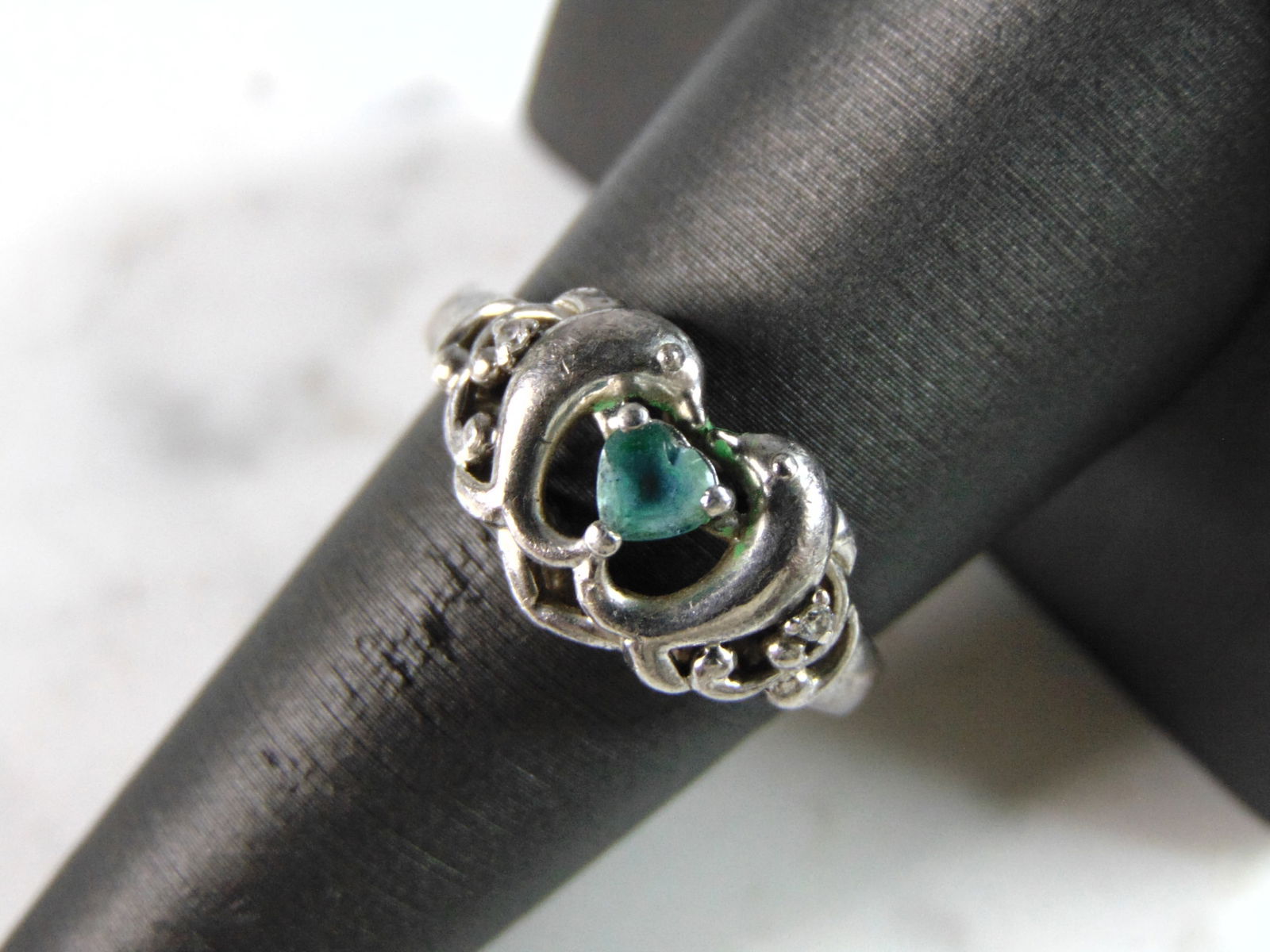 Womens Vintage Estate Sterling Silver Dolphin Ring (1 of 5)