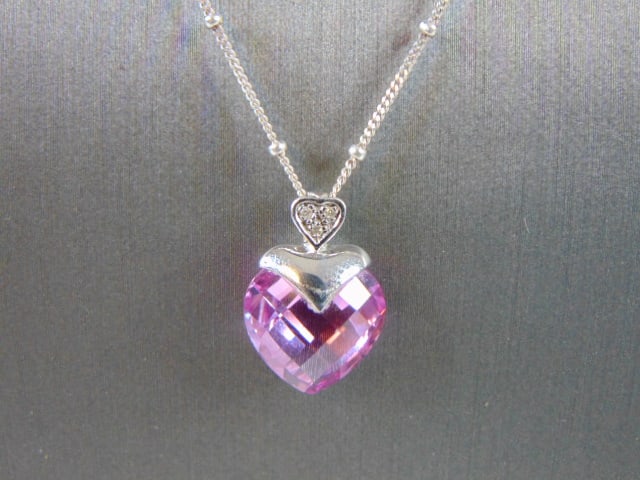 Womens Sterling Silver Necklace & 10k Heart Pendant (1 of 4)