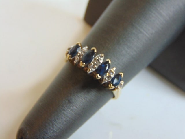 Womens 14K Yellow Gold Sapphires & Diamond Ring (1 of 4)