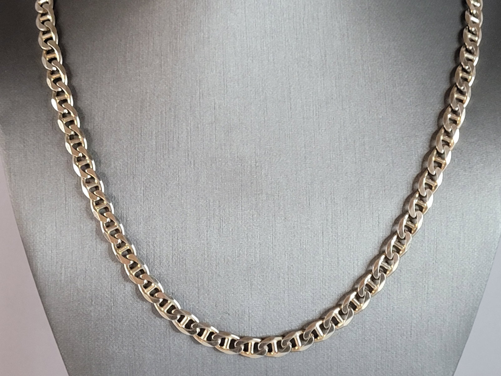 Mens Vintage Estate Sterling Silver Italian Chain Link Necklace (1 of 3)