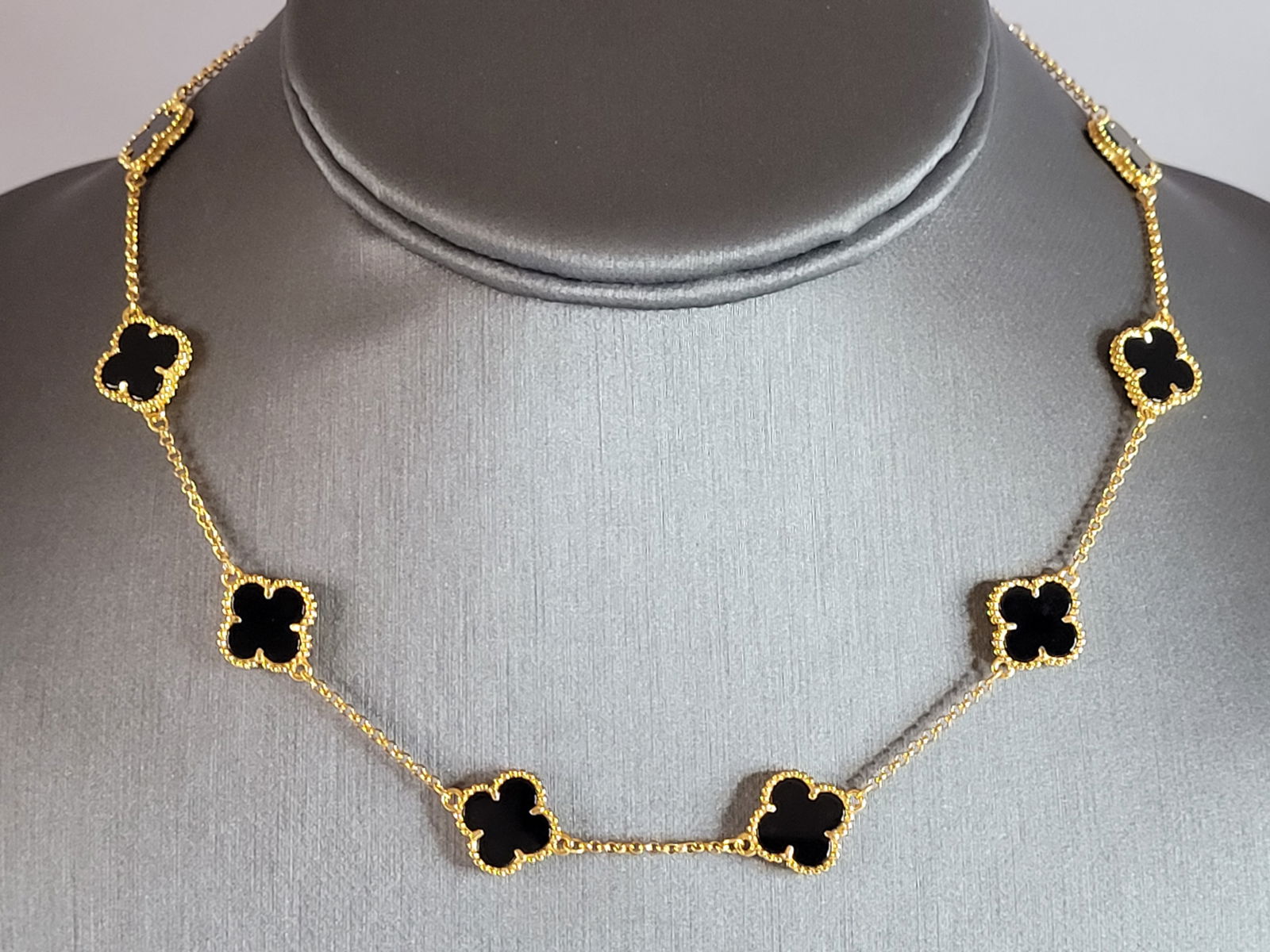 Womens Sterling Silver Gold Tone 4 Leaf Clover Necklace (1 of 3)