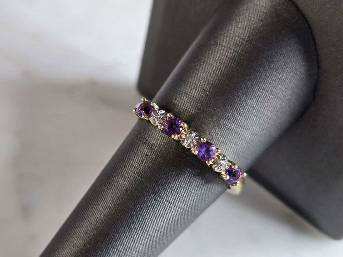 Womens Vintage Estate Sterling Silver Gold Tone Amethyst Ring (1 of 5)