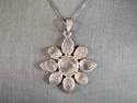 Womens Vintage Estate Sterling Silver Rose Quartz Pendant Necklace