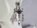 Womens Vintage Estate Sterling Silver Multi-Stone Earrings