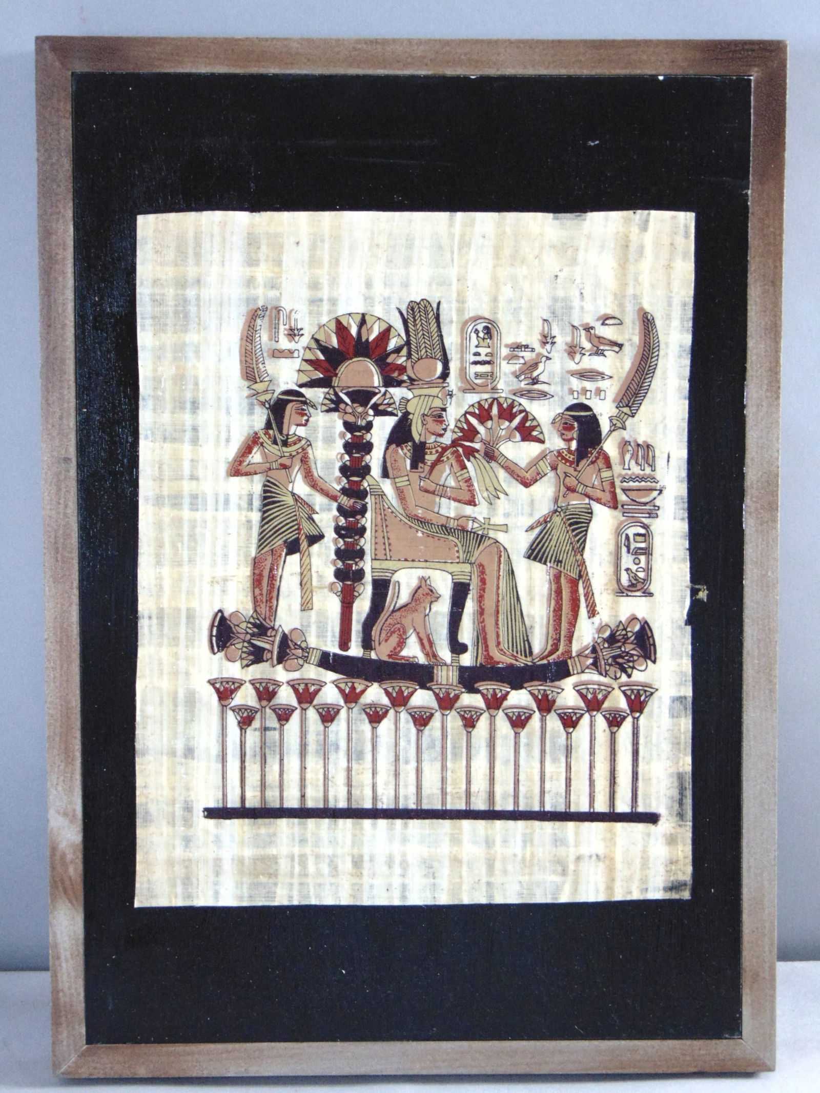 Vintage Estate Framed Egyptian Linen Art Print: FOR SALE IS THIS VINTAGE ESTATE FRAMED EGYPTIAN LINEN ART PRINT. THE FRAME MEASURES 16 1/4" BY 23". FRAME HAS SOME SMALL BLEMISHES WOULD BE BUYING AS IS. ANY QUESTIONS PLEASE DONT HESITATE TO ASK. BE