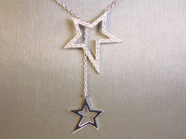 Womens Vintage Star CZ Stones Pendant W/ Necklace (1 of 3)