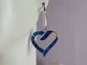 Womens Estate Sterling Silver Blue Opal Heart Earrings