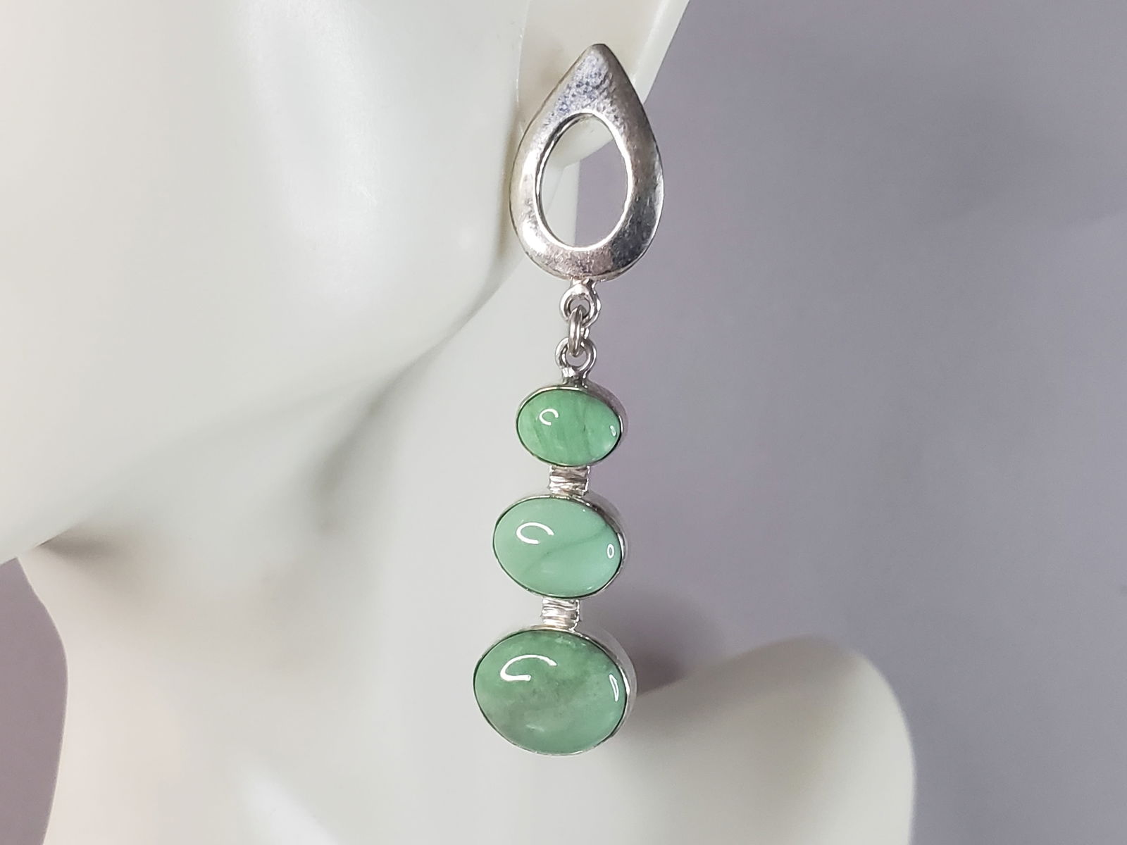 Womens Vintage Estate Sterling Silver Turquoise Dangle Earrings (1 of 4)