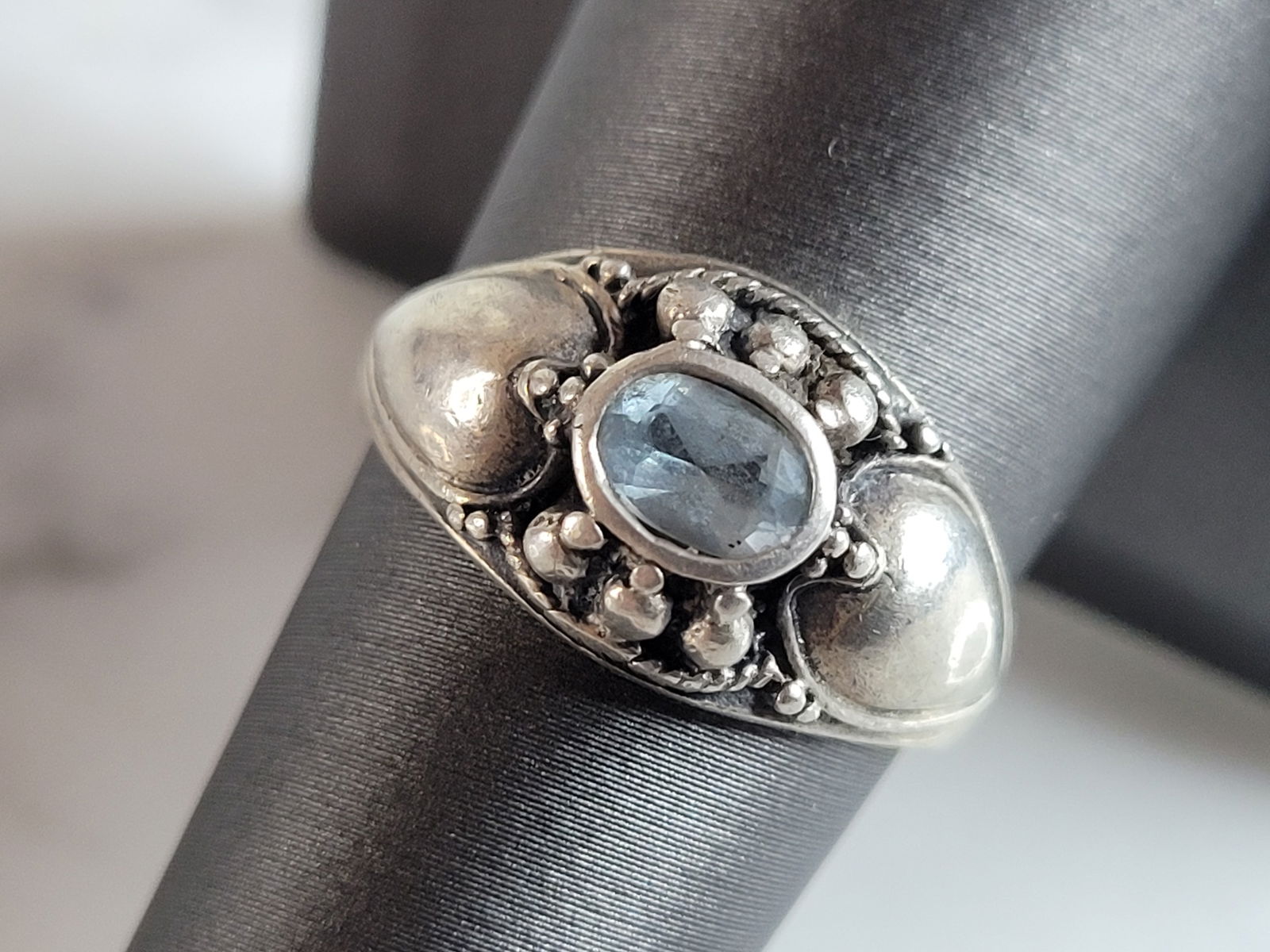 Womens Vintage Estate Sterling Silver Aquamarine Ring (1 of 5)
