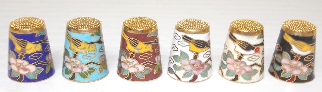 SET OF 6 CHINESE CLOISONNE THIMBLES (1 of 7)